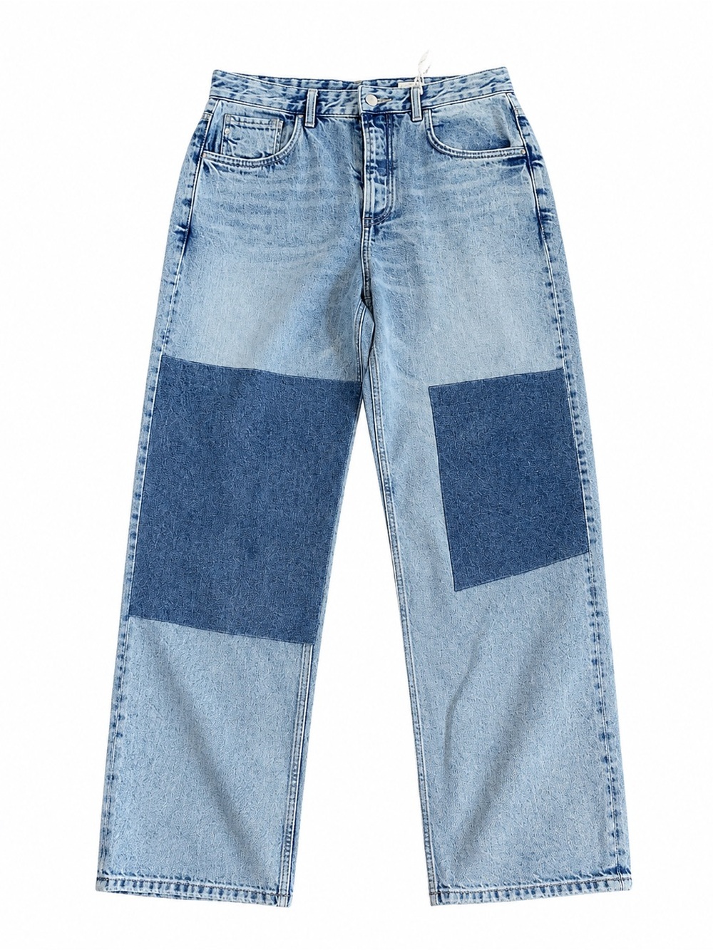 AG Adriano Goldschmied Patchwork Button Fly Straight Leg Jeans 30 NWT